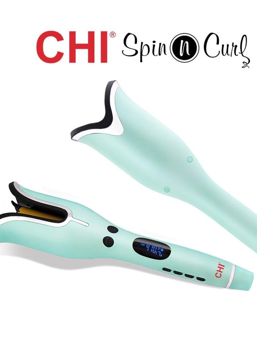 ✨ Luxe CHI Spin'N'Curl Ceramic Rotating Curler LIMITED Teal Blue Aqua Green NEW!